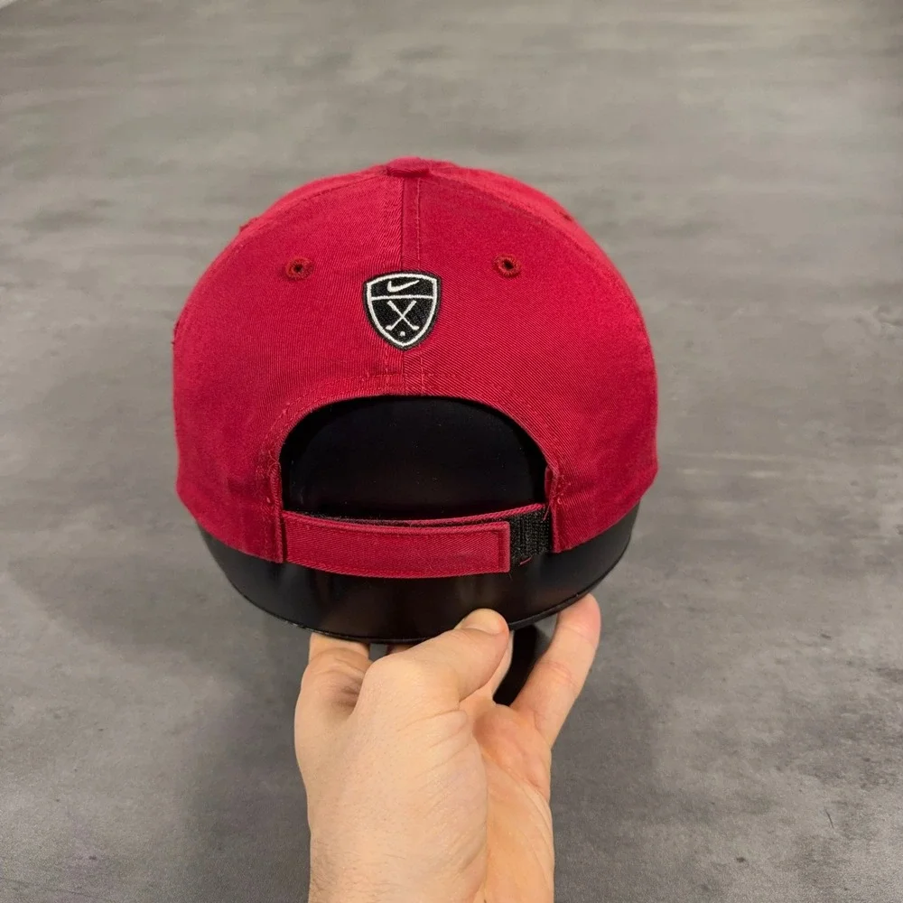 Vintage Nike Golf Hat Red Womens Adjustable Swoosh Dad Cap Strapback Embroidered
